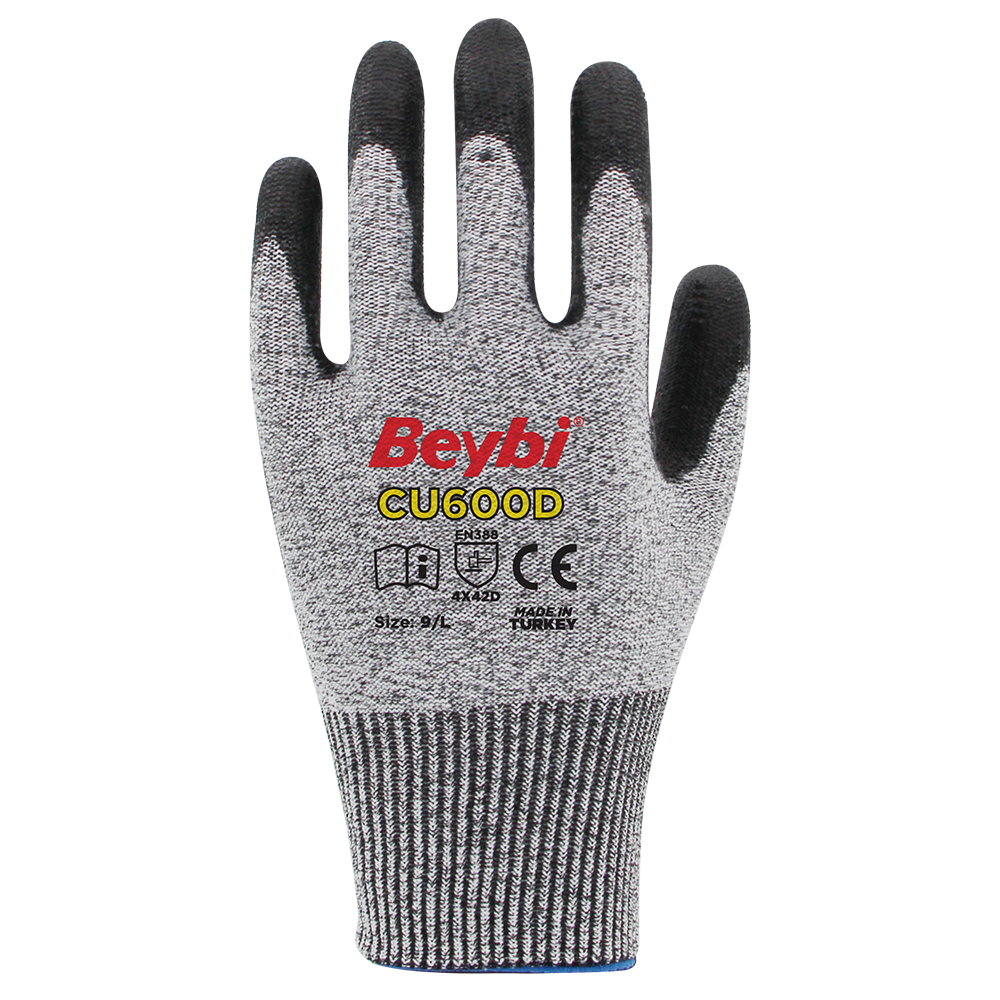 Beybi CU600 D PU Kaplı Polietilen Kesilmeye Dirençli Örme Eldiven
