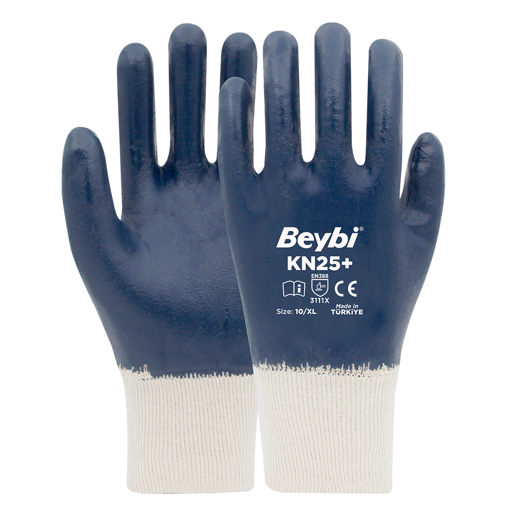 Beybi KN25+ Pamuk Nitril Eldiven NO: 9 - Çift - Lacivert