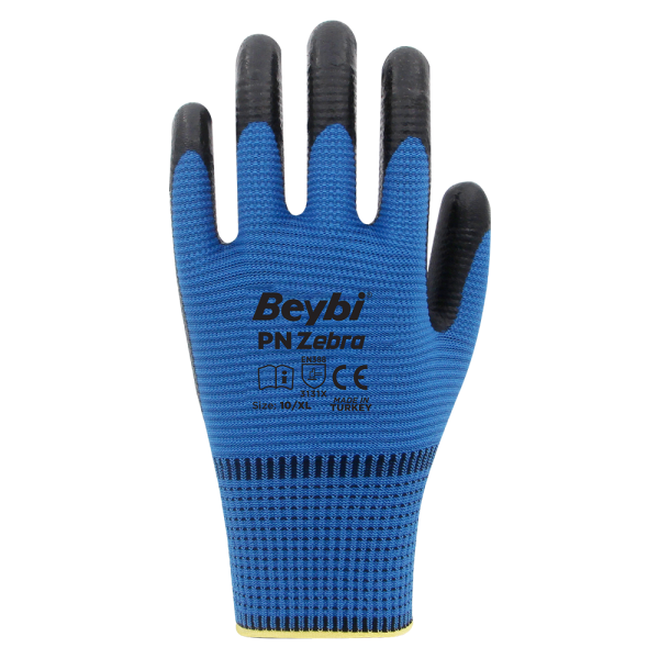Beybi PN Zebra Polyester Örme Nitril Eldiven