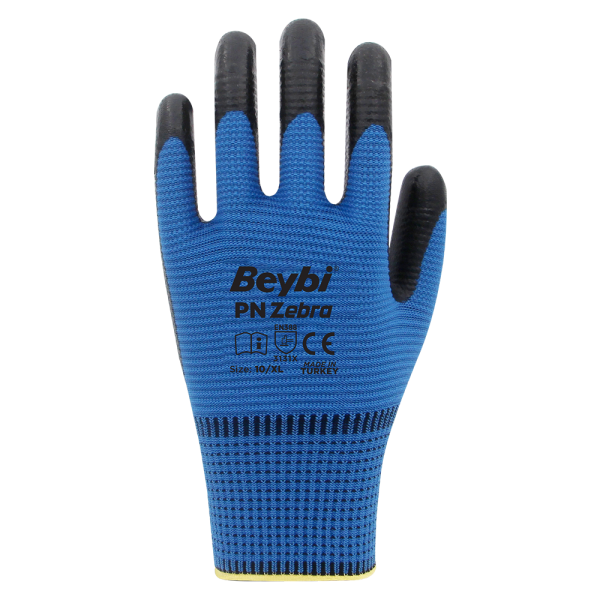Beybi PN Zebra Polyester Örme Nitril Eldiven