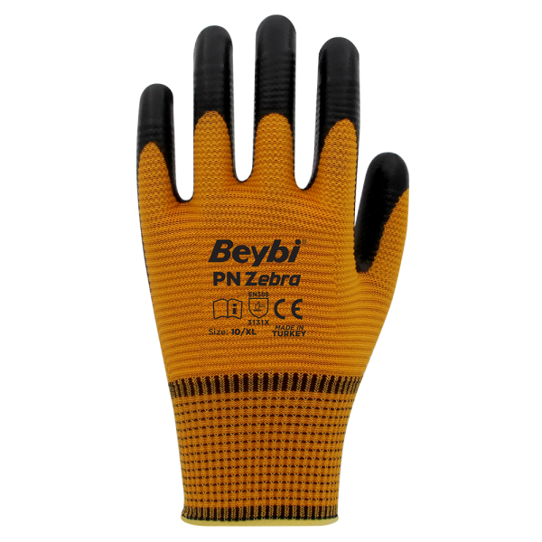Beybi PN Zebra Polyester Örme Nitril Eldiven