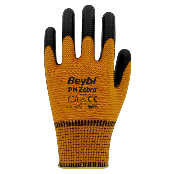 Beybi PN Zebra Polyester Örme Nitril Eldiven NO: 9 - Çift - Mavi