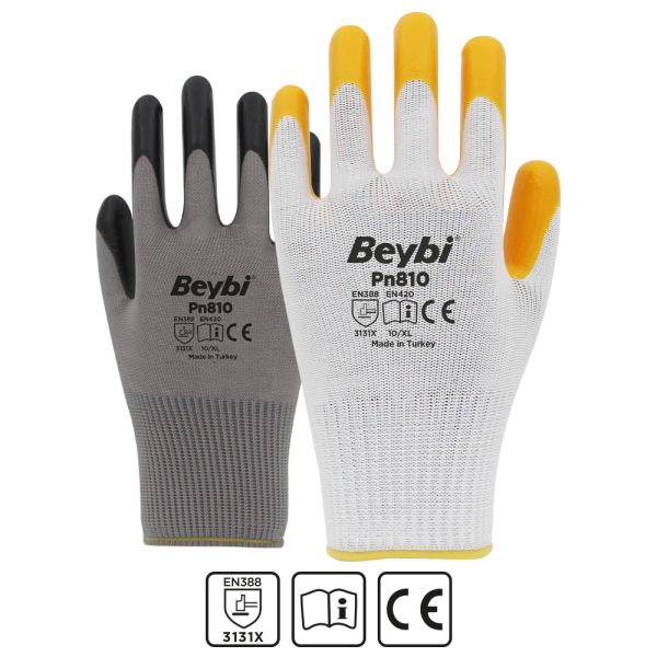 Beybi PN810 Polyester Örme Nitril Eldiven
