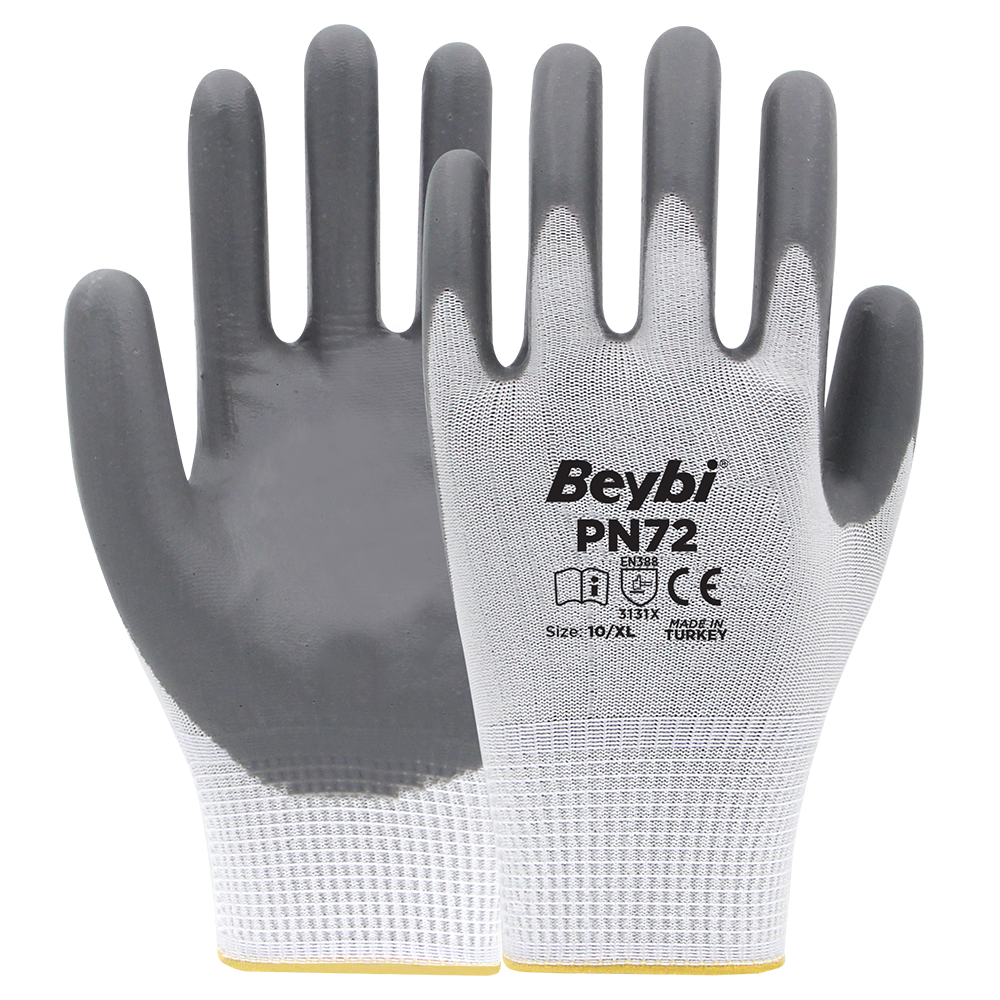 Beybi PN72 Polyester Örme Nitril Eldiven