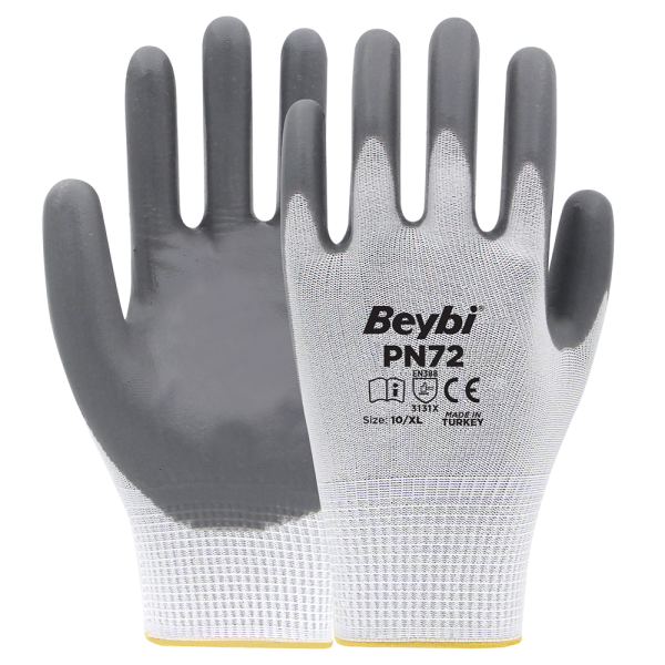 Beybi PN72 Polyester Örme Nitril Eldiven