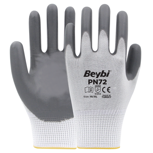 Beybi PN72 Polyester Örme Nitril Eldiven