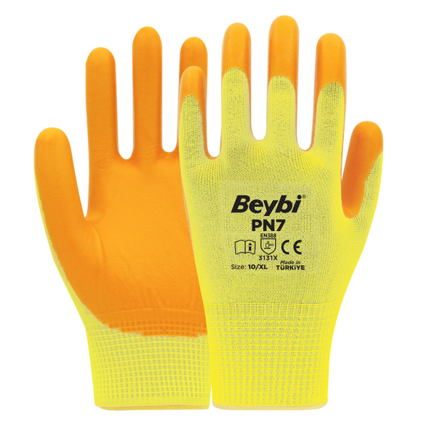 Beybi PN7 Polyester Örme Nitril Eldiven