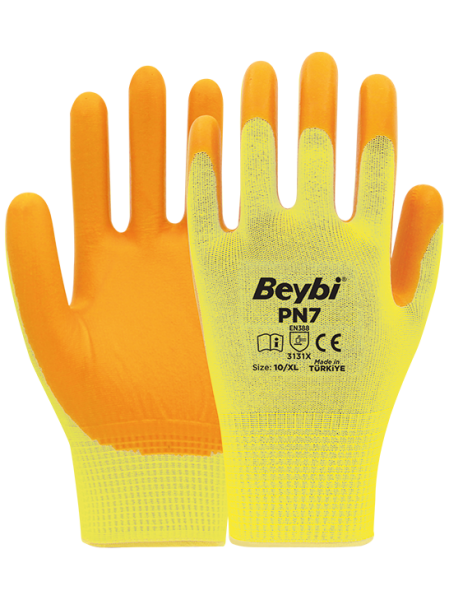 Beybi PN7 Polyester Örme Nitril Eldiven