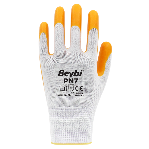 PN7 Polyester Örme Nitril Eldiven NO: 7 - Çift - Siyah\Siyah