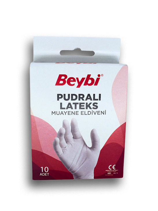 Beybi Pudralı Lateks Muayene Eldiveni 10'luk Kutu