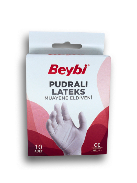 Beybi Pudralı Lateks Muayene Eldiveni 10'luk Kutu