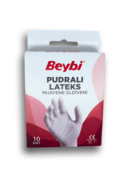 Beybi Pudralı Lateks Muayene Eldiveni 10'luk Kutu