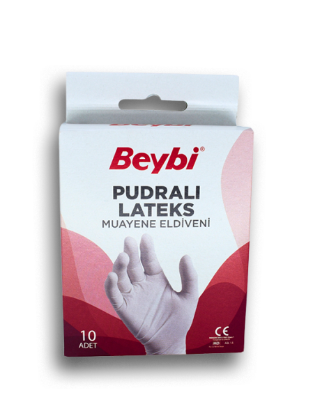 Beybi Pudralı Lateks Muayene Eldiveni 10'luk Kutu