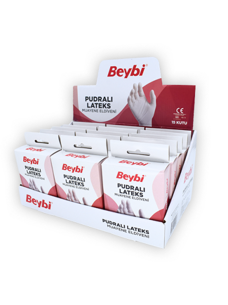 Beybi Pudralı Lateks Muayene Eldiveni 10'luk Kutu