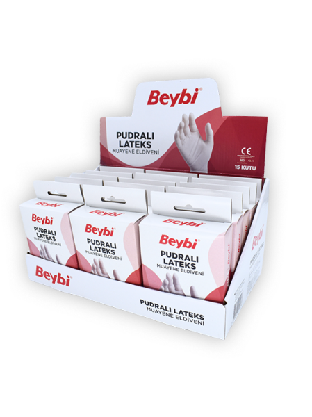 Beybi Pudralı Lateks Muayene Eldiveni 10'luk Kutu Koli