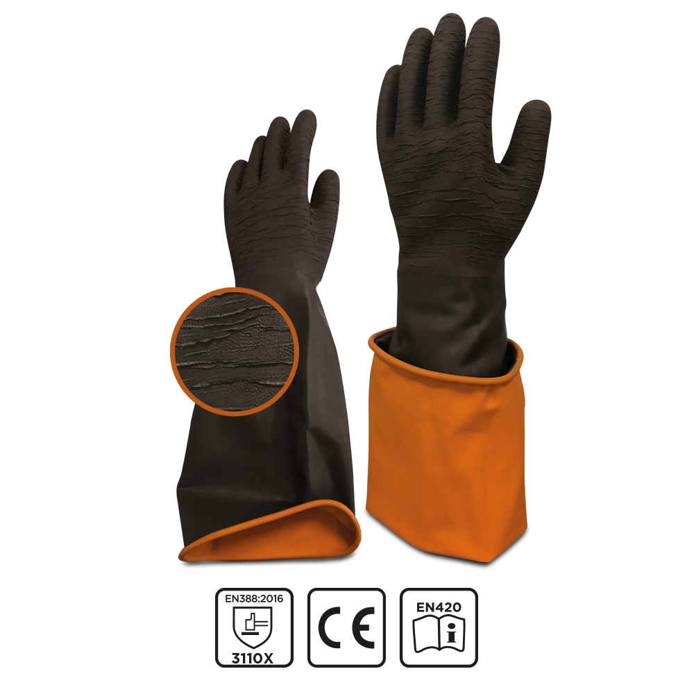 Beybi Korun Tırtıklı 45 cm Uzun Siyah İş Eldiveni