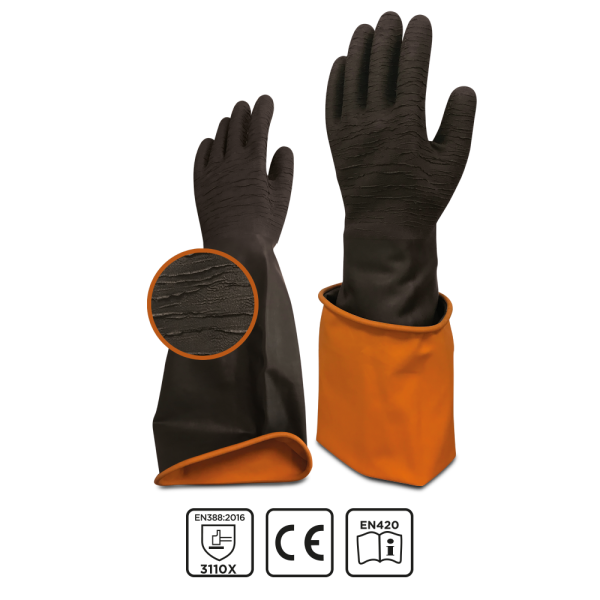 Beybi Korun Tırtıklı 45 cm Uzun Siyah İş Eldiveni