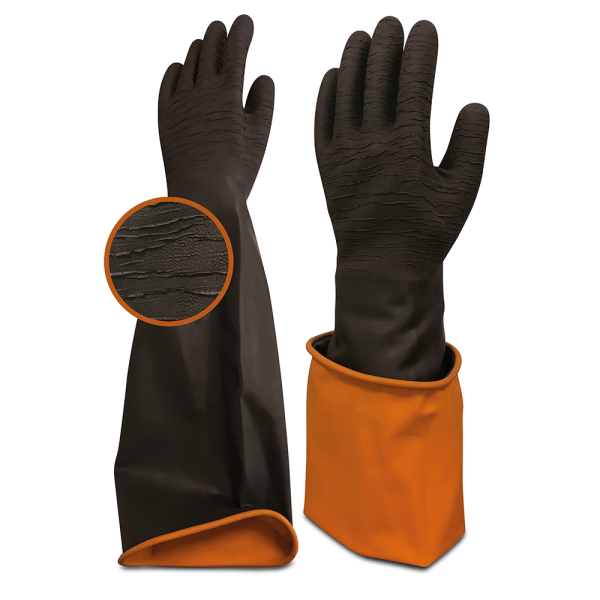 Beybi Korun Tırtıklı 60 cm Uzun Siyah İş Eldiveni