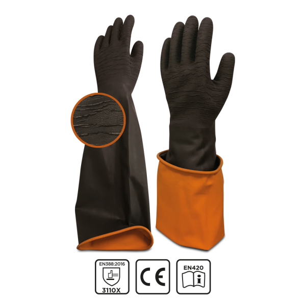 Beybi Korun Tırtıklı 60 cm Uzun Siyah İş Eldiveni