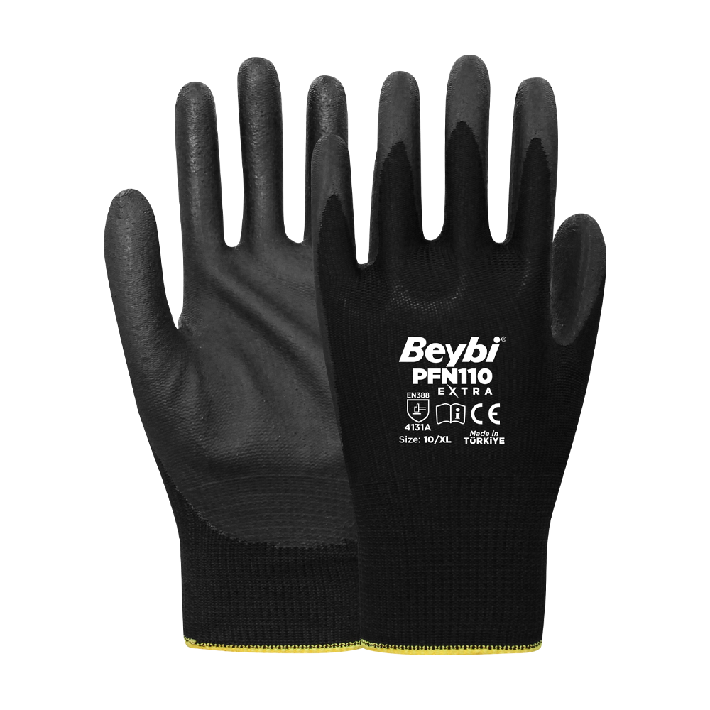 Beybi PFN110 Extra Polyester Örgü Üzeri ½ Köpük Nitril Kaplı Eldiven