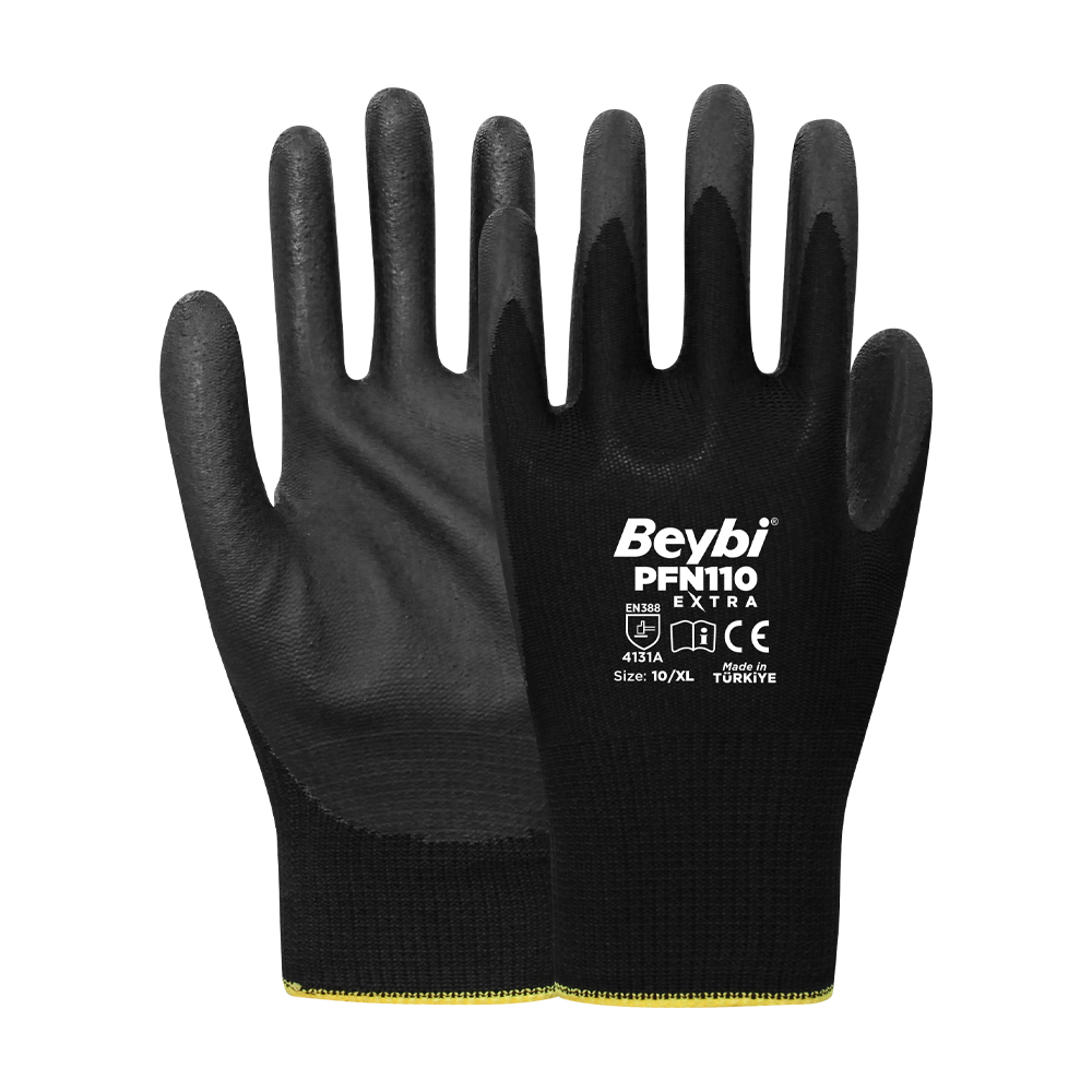 Beybi PFN110 Extra Polyester Örgü Üzeri ½ Köpük Nitril Kaplı Eldiven