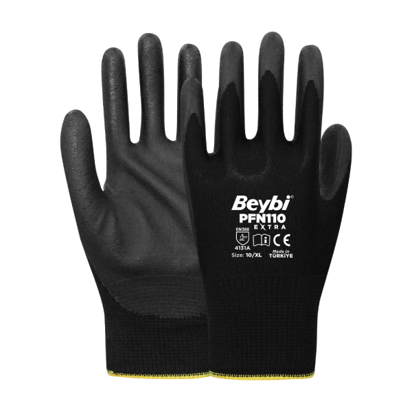 Beybi PFN110 Extra Polyester Örgü Üzeri ½ Köpük Nitril Kaplı Eldiven
