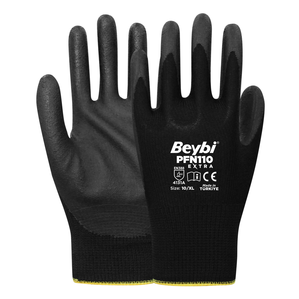 Beybi PFN110 Extra Polyester Örgü Üzeri ½ Köpük Nitril Kaplı Eldiven