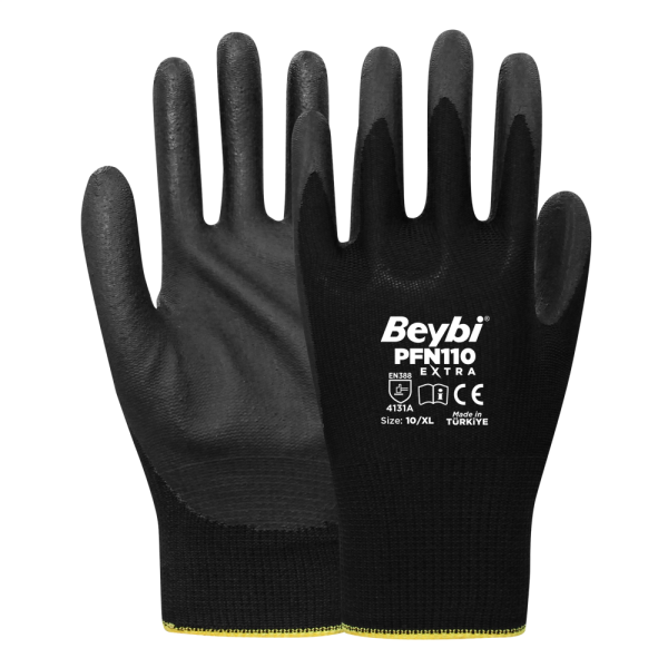 Beybi PFN110 Extra Polyester Örgü Üzeri ½ Köpük Nitril Kaplı Eldiven
