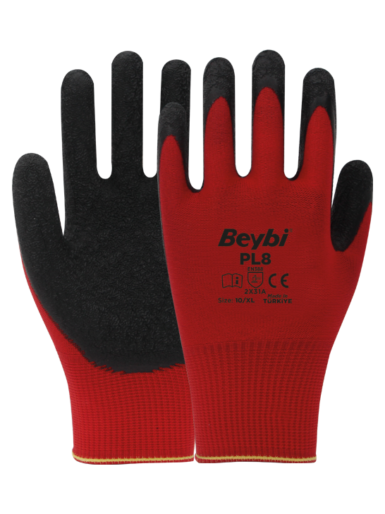 Beybi PL8 Polyester Örme Lateks Eldiven