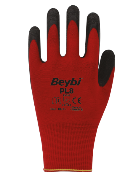 Beybi PL8 Polyester Örme Lateks Eldiven