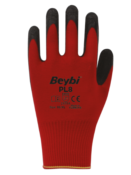 Beybi PL8 Polyester Örme Lateks Eldiven