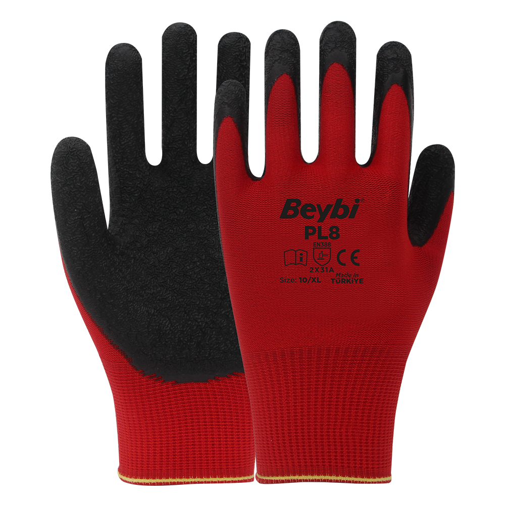 Beybi PL8 Polyester Örme Lateks Eldiven