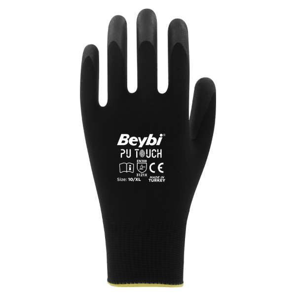 Beybi Pu Touch Poliüretan Kaplı Polyester Örme Eldiven NO: 9 - Çift