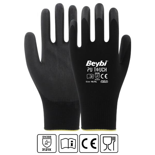 Beybi Pu Touch Poliüretan Kaplı Polyester Örme Eldiven