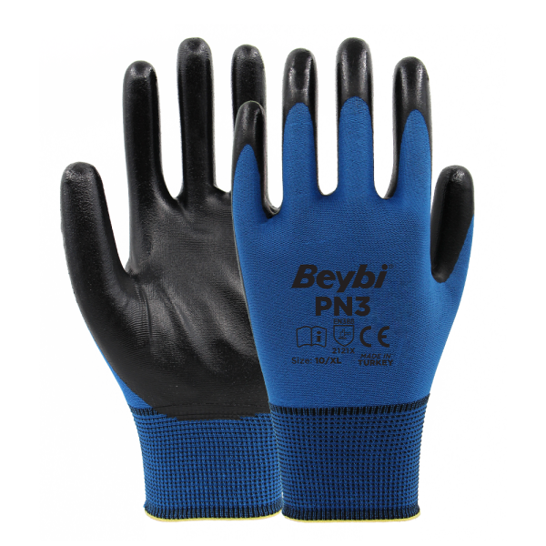 Beybi PN3 Polyester Örme Nitril Eldiven