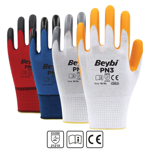 Beybi PN3 Polyester Örme Nitril Eldiven