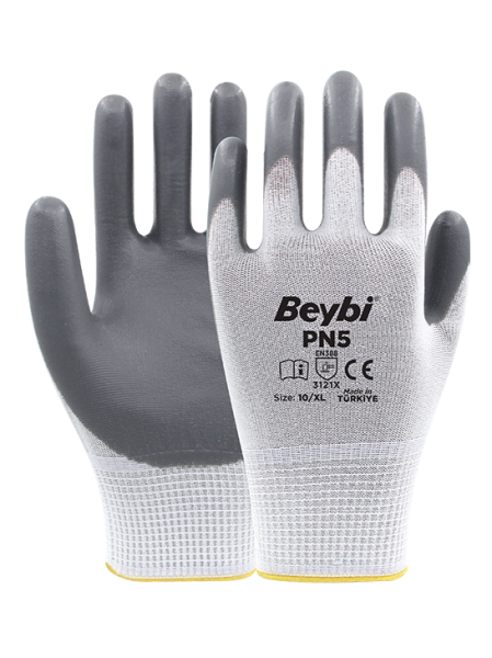 Beybi PN5 1/2 Nitril Kaplı Polyester Eldiven