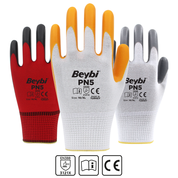 Beybi PN5 Polyester Örme Nitril Eldiven