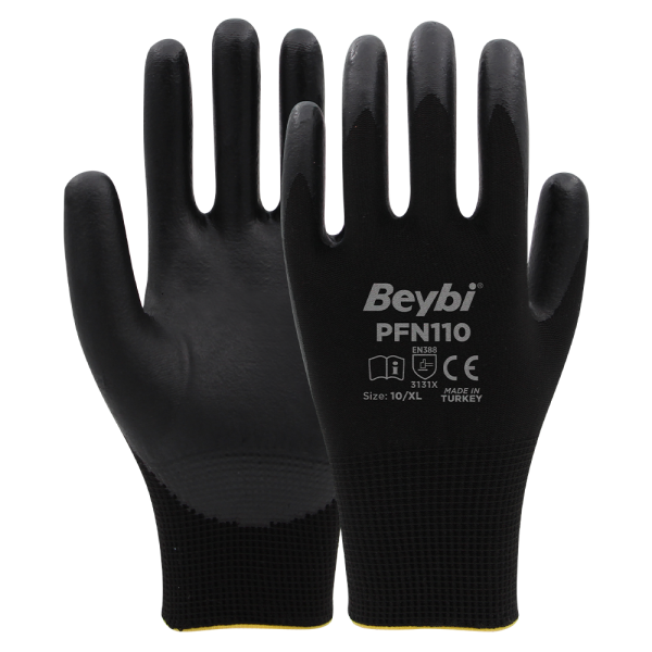Beybi PFN110 Polyester Örgü Üzeri ½ Köpük Nitril Kaplı Eldiven
