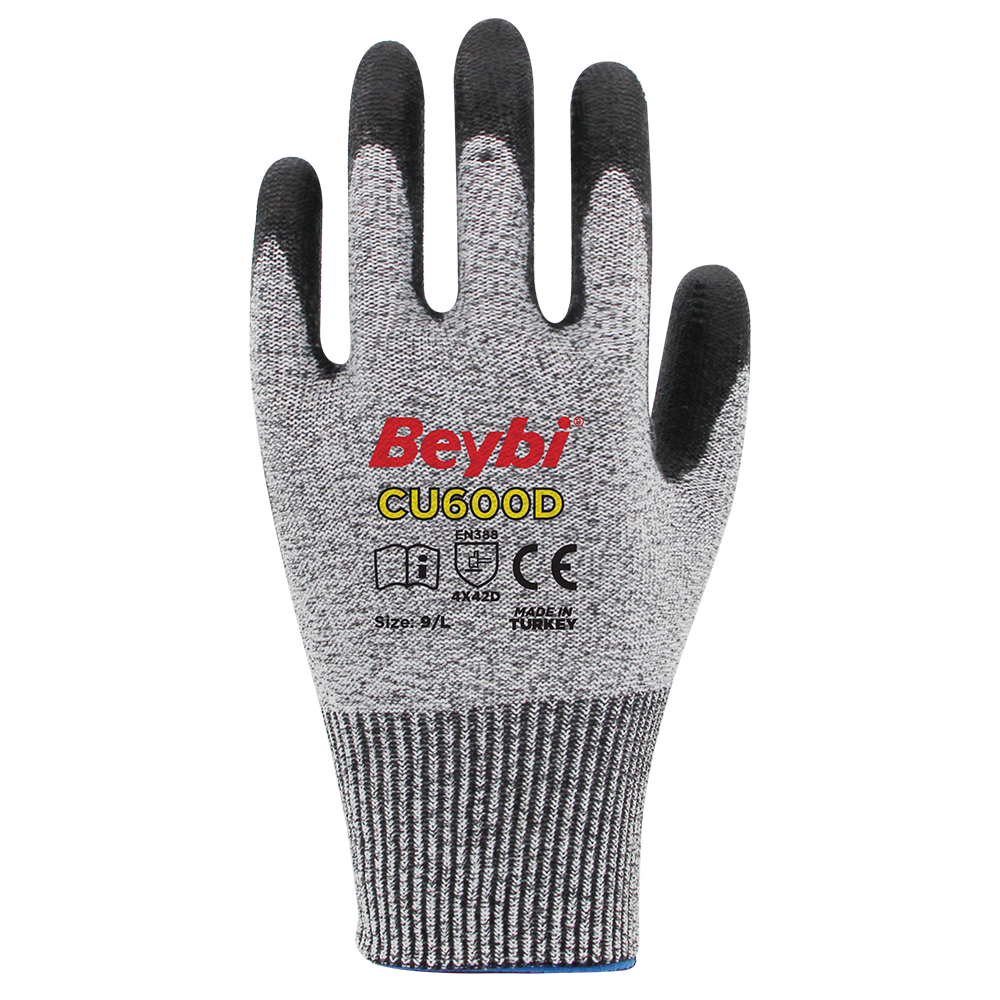 Beybi CU600 D PU Kaplı Polietilen Kesilmeye Dirençli Örme Eldiven