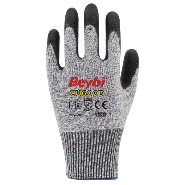 Beybi CU600 D PU Kaplı Polietilen Kesilmeye Dirençli Örme Eldiven