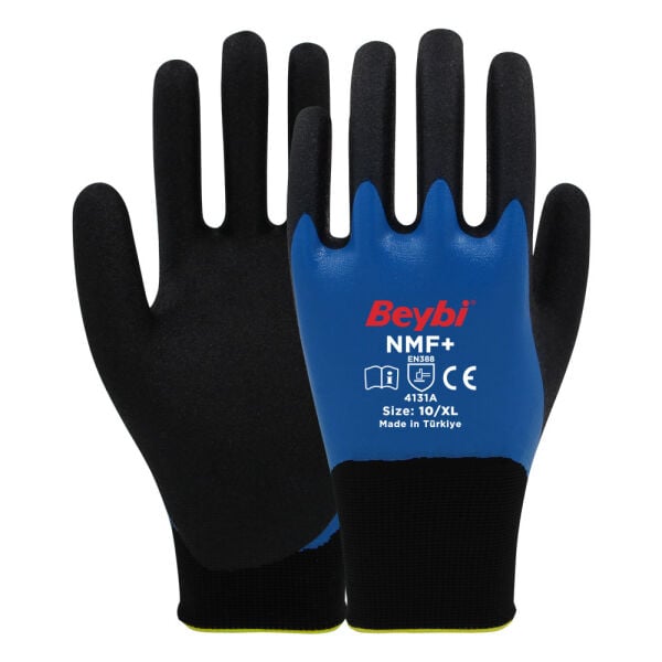 Beybi NMF+ Tam Kaplı  Köpük Nitril Kaplı Polyester Örgü Eldiven