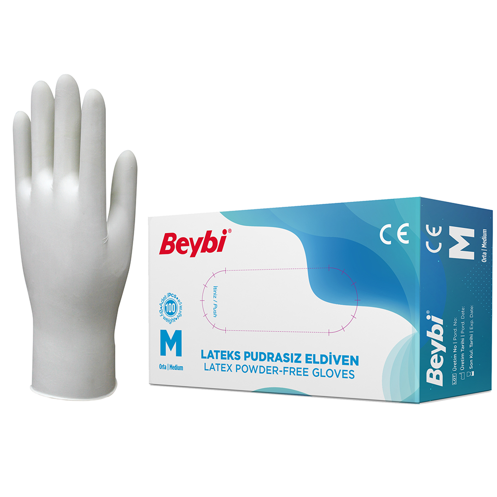 Beybi Lateks Pudrasız Eldiven 100'lük Kutu Kutu - S