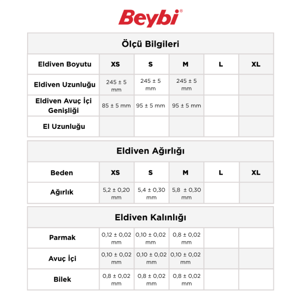 Beybi Lateks Pudrasız Eldiven 100'lük Kutu