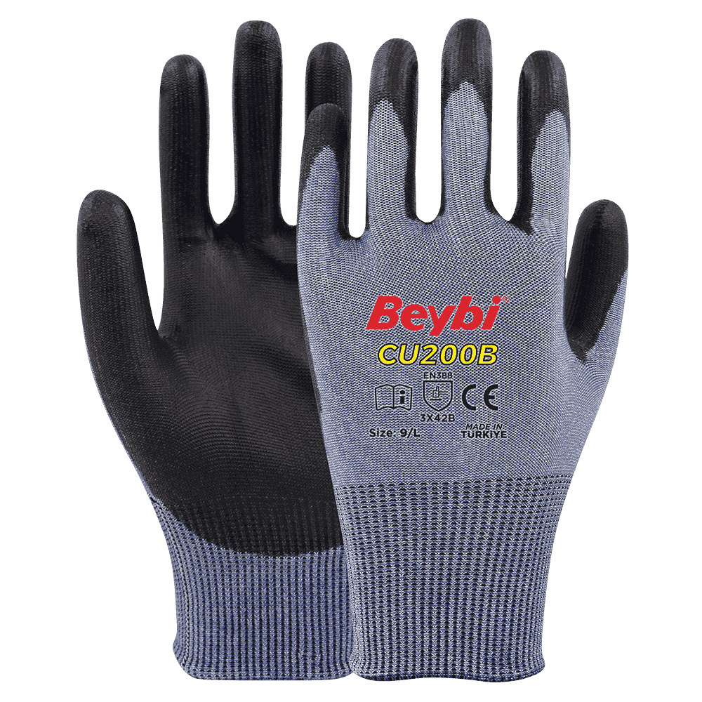 Beybi CU200 B PU Kaplı Polietilen Kesilmeye Dirençli Örme Eldiven