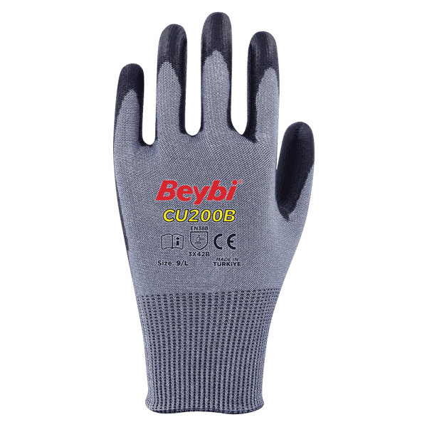 Beybi CU200 B PU Kaplı Polietilen Kesilmeye Dirençli Örme Eldiven