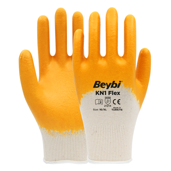 Beybi KN1 Flex 3/4 Nitril Kaplı Pamuk Likralı Örme Eldiven