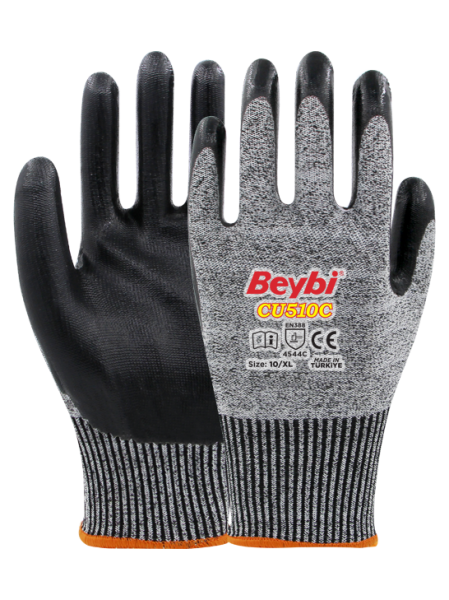 Beybi CU510C PU Kaplı Polietilen Kesilmeye Dirençli Örme Eldiven