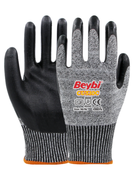 Beybi CU510C PU Kaplı Polietilen Kesilmeye Dirençli Örme Eldiven