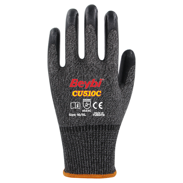 Beybi CU510C PU Kaplı Polietilen Kesilmeye Dirençli Örme Eldiven